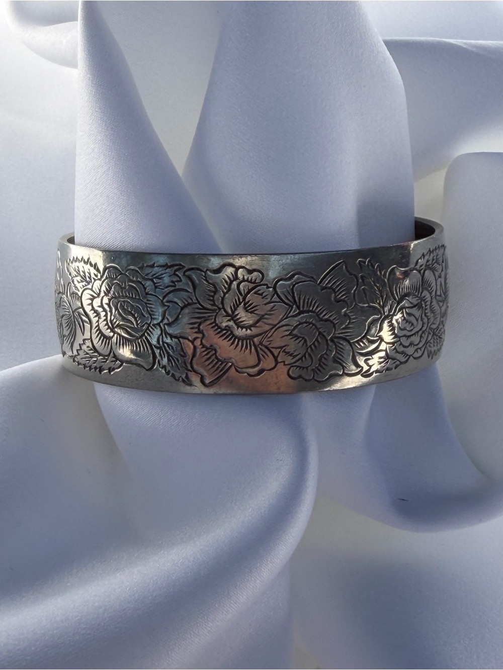 Kirk Stieff Vintage 1991 Rose Pewter Cuff Bracelet NOS